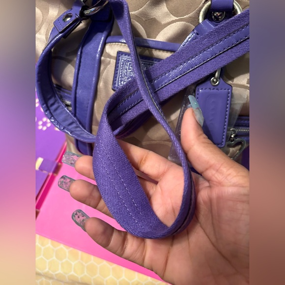 Coach Poppy Tan and Purple Shoulder Bag - Picture 5 of 16